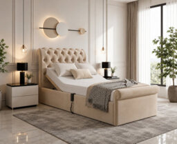 Heritage 2000 Adjustable Mobility Bed With Memory Foam Mattress Beige - thumbnail 1
