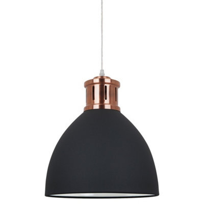 Luminosa Lighting Luminosa Industrial And Retro Hanging Pendant Graphite, Red Copper 1 Light  With Graphite Shade, E27 - image 1