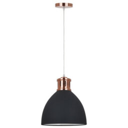 Luminosa Lighting Luminosa Industrial And Retro Hanging Pendant Graphite, Red Copper 1 Light  With Graphite Shade, E27 - thumbnail 2
