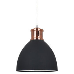 Luminosa Lighting Luminosa Industrial And Retro Hanging Pendant Graphite, Red Copper 1 Light With Graphite Shade, E27
