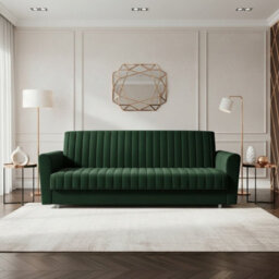 Molly Compact Green Sofa Bed Velour Upholstery With Pull Out Guest Bed Bonell Springs And Storage Compartment - thumbnail 1