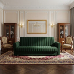 Molly Compact Green Sofa Bed Velour Upholstery With Pull Out Guest Bed Bonell Springs And Storage Compartment - thumbnail 2