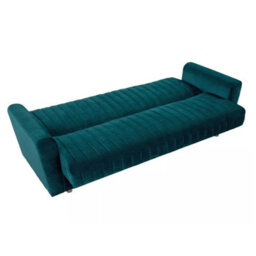 Molly Compact Green Sofa Bed Velour Upholstery With Pull Out Guest Bed Bonell Springs And Storage Compartment - thumbnail 5