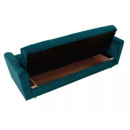 Molly Compact Green Sofa Bed Velour Upholstery With Pull Out Guest Bed Bonell Springs And Storage Compartment - thumbnail 6