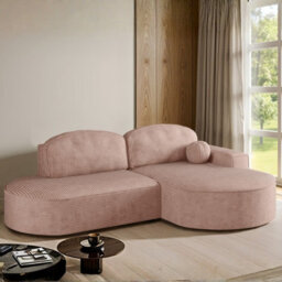 Parma Pro Ball Corner Sofa Bed With Storage Container Stripy Fabric Pink Right Side