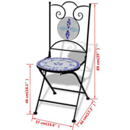 Berkfield Folding Bistro Chairs 2 Pcs Ceramic Blue And White - thumbnail 7