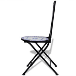 Berkfield Folding Bistro Chairs 2 Pcs Ceramic Blue And White - thumbnail 3