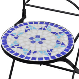 Berkfield Folding Bistro Chairs 2 Pcs Ceramic Blue And White - thumbnail 5