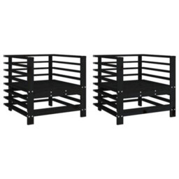 Berkfield Rustic Garden Chairs 2 Pcs Black Solid Wood Pine