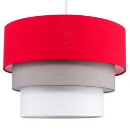 Valuelights Aztec 3 Tier Red Fabric Ceiling Light Shade And Bulb (D)30Cm