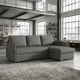 Megan Living Room Corner Sofa Bed With Storage Polyurethane Foam Wave Spring Wooden Frame 220X90X160Cm Graphite - thumbnail 1