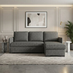 Megan Living Room Corner Sofa Bed With Storage Polyurethane Foam Wave Spring Wooden Frame 220X90X160Cm Graphite - thumbnail 2