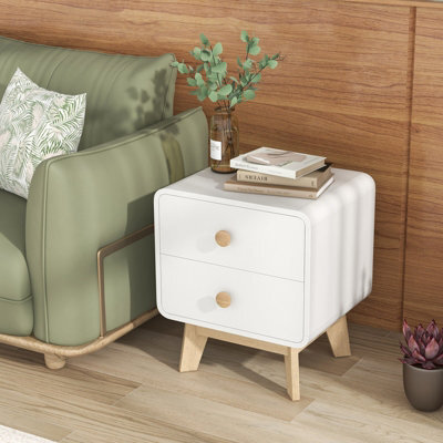 Costway 2 Drawers Nightstand Modern Bedside Table Living Room Wooden End Table - image 1