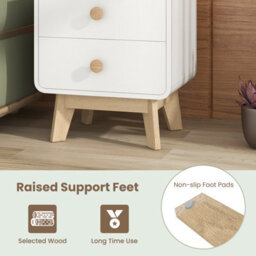 Costway 2 Drawers Nightstand Modern Bedside Table Living Room Wooden End Table - thumbnail 7
