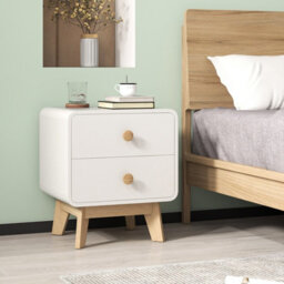 Costway 2 Drawers Nightstand Modern Bedside Table Living Room Wooden End Table - thumbnail 2