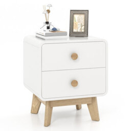 Costway 2 Drawers Nightstand Modern Bedside Table Living Room Wooden End Table - thumbnail 4