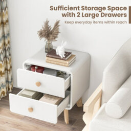 Costway 2 Drawers Nightstand Modern Bedside Table Living Room Wooden End Table - thumbnail 6