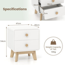 Costway 2 Drawers Nightstand Modern Bedside Table Living Room Wooden End Table - thumbnail 5