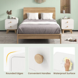 Costway 2 Drawers Nightstand Modern Bedside Table Living Room Wooden End Table - thumbnail 8