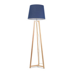 Valuelights Lottie Natural Wood Tripod Floor Lamp With Navy Blue Tapered Shade - Led Bulb Included - thumbnail 2