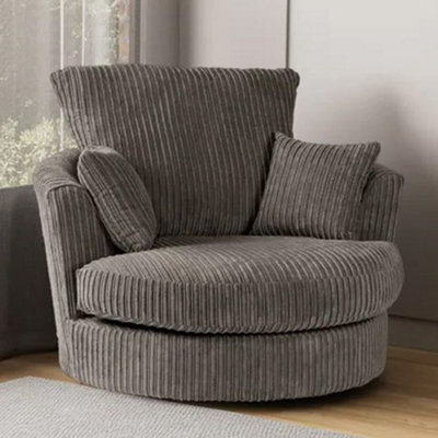 SquareBoxx Lennox Swivel Chair Grey Jumbo Cord - image 1