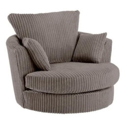 SquareBoxx Lennox Swivel Chair Grey Jumbo Cord - thumbnail 3