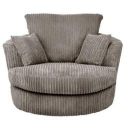 SquareBoxx Lennox Swivel Chair Grey Jumbo Cord - thumbnail 2
