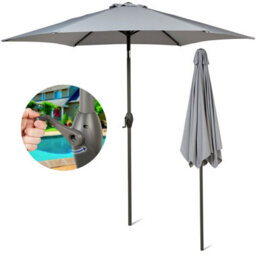 Sunmer 2.7M Parasol With Crank Mechanism, Sun Shading, Water Repellent, Polyester, Easy To Open And Close - Grey - thumbnail 1