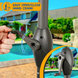 Sunmer 2.7M Parasol With Crank Mechanism, Sun Shading, Water Repellent, Polyester, Easy To Open And Close - Grey - thumbnail 5
