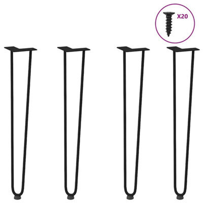Berkfield Hairpin Legs For Console Tables For Console Table 4 Pcs Black 72 Cm Solid Steel - image 1