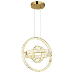 Luminosa Lighting Luminosa Neil Pendant Ceiling Light Gold Colors K5 Crystals 3X Led Dimmable 2700-6000K