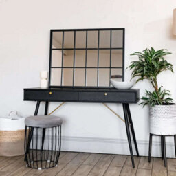 Jōbū Jobu Home - Kyo - Black Metal Rectangle Lattice Window Mirror - 90Cm X 70Cm - thumbnail 4