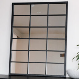 Jōbū Jobu Home - Kyo - Black Metal Rectangle Lattice Window Mirror - 90Cm X 70Cm - thumbnail 2