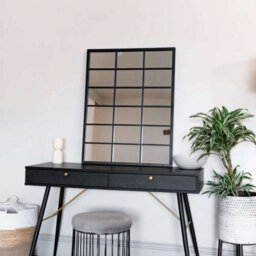 Jōbū Jobu Home - Kyo - Black Metal Rectangle Lattice Window Mirror - 90Cm X 70Cm - thumbnail 6