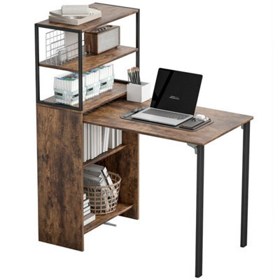 Foldable Computer Desk, Office Desk For Small Spaces, Rustic Brown - image 1