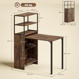 Foldable Computer Desk, Office Desk For Small Spaces, Rustic Brown - thumbnail 3