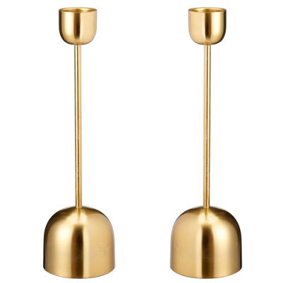 Urbn-Living Urbnliving 35Cm Gold Metal Taper Candlestick Bell Candle Holder Stand Wedding Centrepiece Display - image 1
