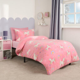 OHS Unicorn Bedding Duvet Cover Set Plush Fleece Warm Quilt, Pink - Single - thumbnail 1