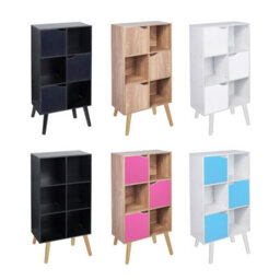 Urbn-Living Oak, Pine - Oak 6-Tier 3-Door Cube Shelving Unit With Scandinavian Legs - thumbnail 2