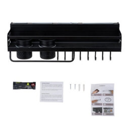 Living And Home Black Wall-Mounted Storage Rack Kitchen Organiser, 49.2 X 13.5 X 14.5Cm - thumbnail 4