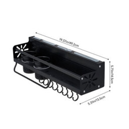 Living And Home Black Wall-Mounted Storage Rack Kitchen Organiser, 49.2 X 13.5 X 14.5Cm - thumbnail 6