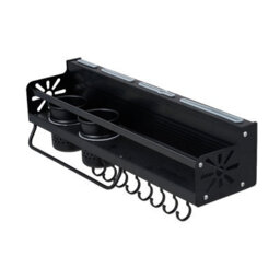 Living And Home Black Wall-Mounted Storage Rack Kitchen Organiser, 49.2 X 13.5 X 14.5Cm - thumbnail 5