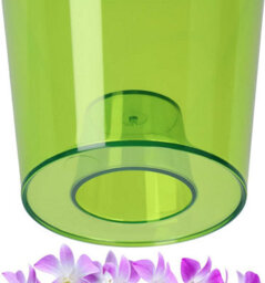 B2C Plant Orchid Pot Plastic  Gloss Oval Planter 12 Cm Green Transparent Round - thumbnail 3
