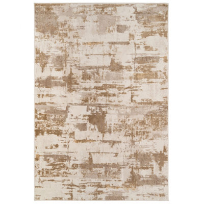Loomed Warm Beige Distressed Abstract Area Rug 120X170Cm - image 1