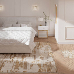 Loomed Warm Beige Distressed Abstract Area Rug 120X170Cm - thumbnail 2