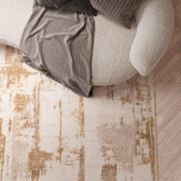 Loomed Warm Beige Distressed Abstract Area Rug 120X170Cm - thumbnail 4