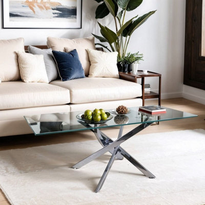 Amara Glass Coffee Table With Silver Legs - image 1