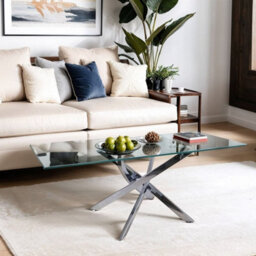 Amara Glass Coffee Table With Silver Legs - thumbnail 1