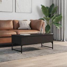 Walplus Coffee Table Black 100X50X40 Cm Engineered Wood And Metal - thumbnail 3