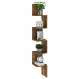 Vidaxl Wall Corner Shelf Smoked Oak 20X20X127.5 Cm Engineered Wood - thumbnail 5